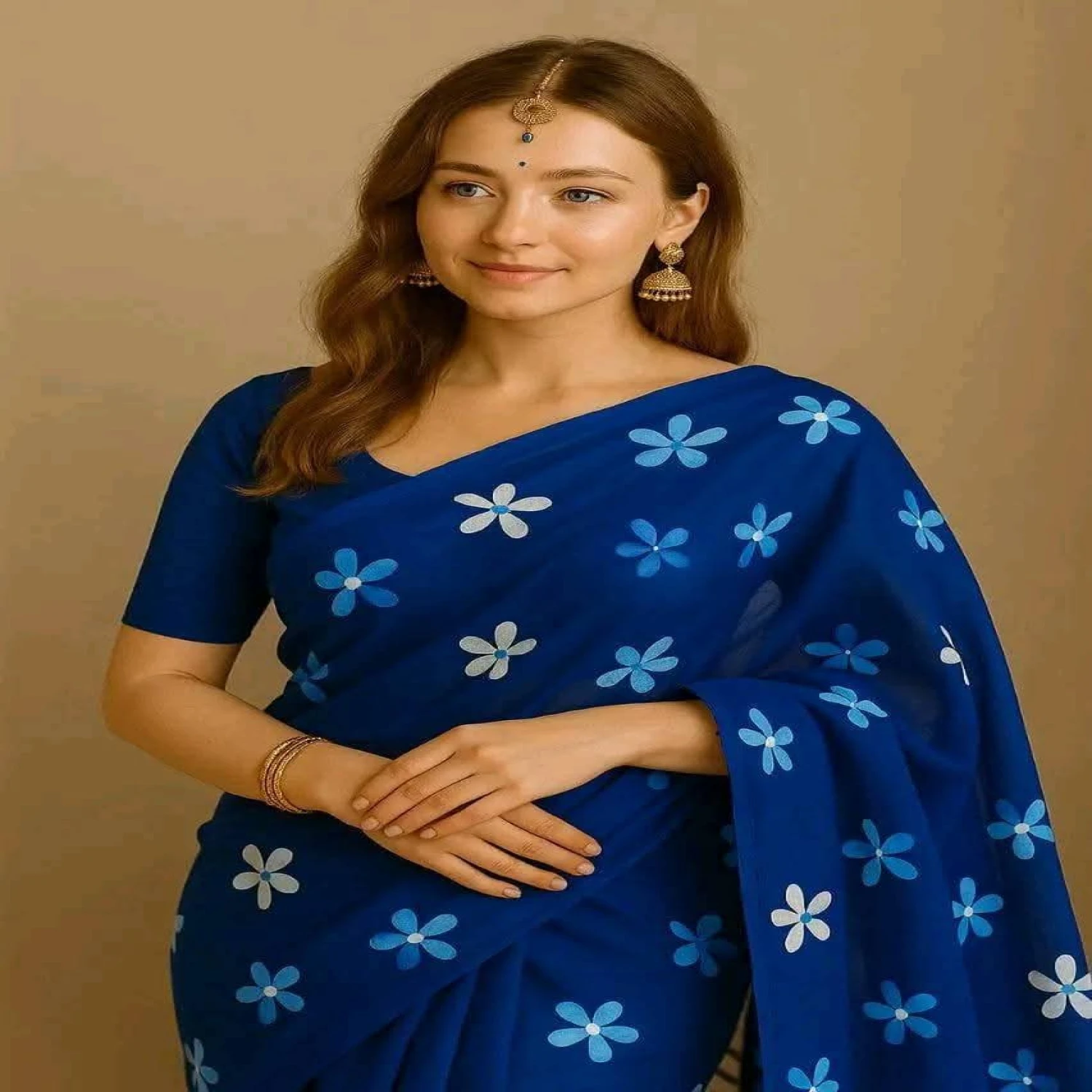 হ্যান্ড প্রিন্ট শাড়ি